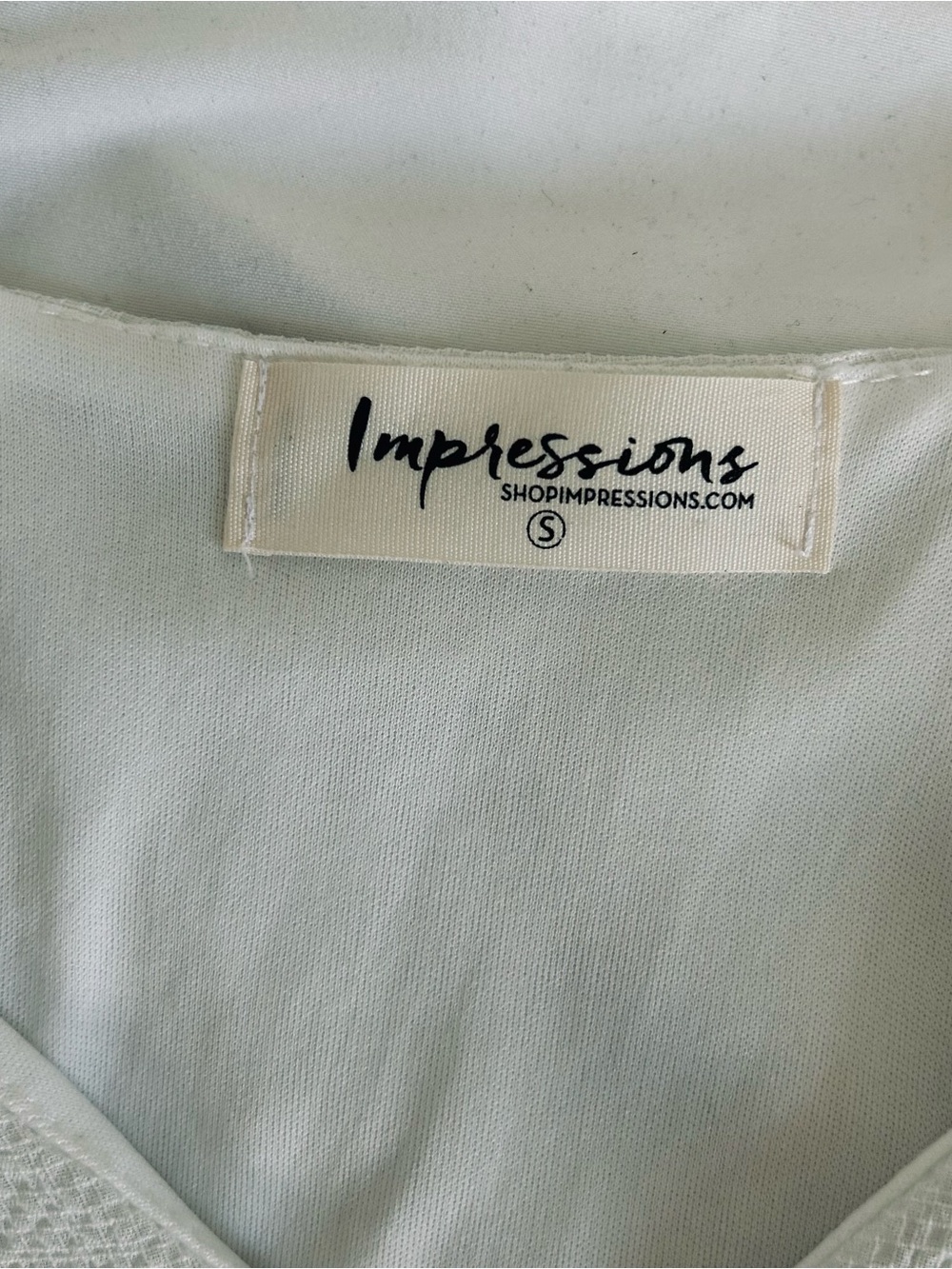 Impressions White Textured V-Neck Mini Dress - Picture 3 of 4